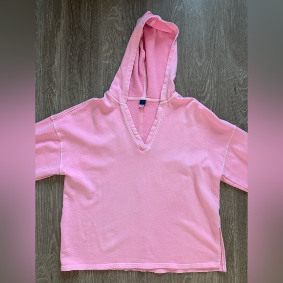 Old Navy Sporty Neon Pink‎ Hooded V-Neck Sweatshirt Size Small - Picture 2 of 9